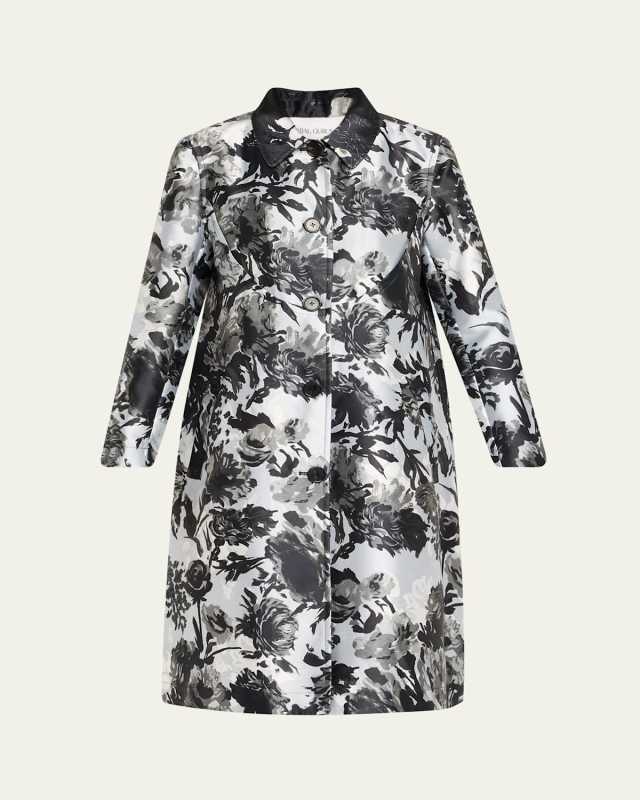 Floral-Print Satin Jacket